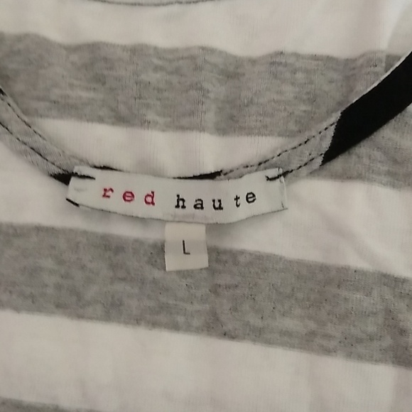 BLACK, White & Grey Striped Tank Red Haute Size Large - Picture 5 of 7